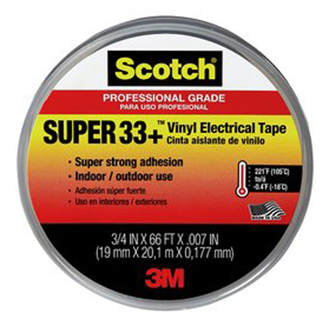 3M, 3M Super 33+ Black Electrical Tape - 3/4" x 66'