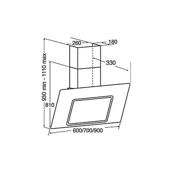 CDA, CDA EVA90BL Angled Chimney Extractor 230V Black