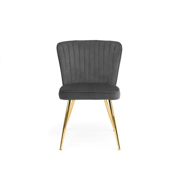 Julian Bowen, Cannes Dining Chair Grey Velvet & Gold Coloured Legs