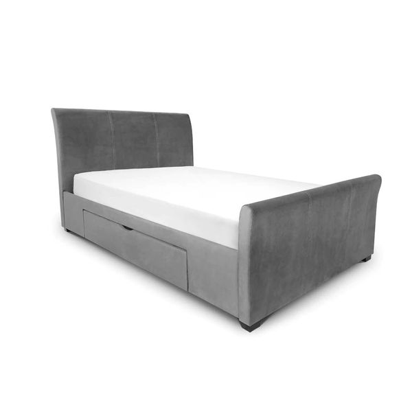 Julian Bowen, Capri Fabric Bed 135cm Double with 2 Drawers - Dark Grey Velvet