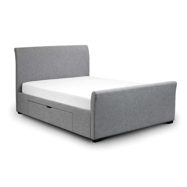 Julian Bowen, Capri Fabric Bed 135cm Double with 2 Drawers - Light Grey Linen