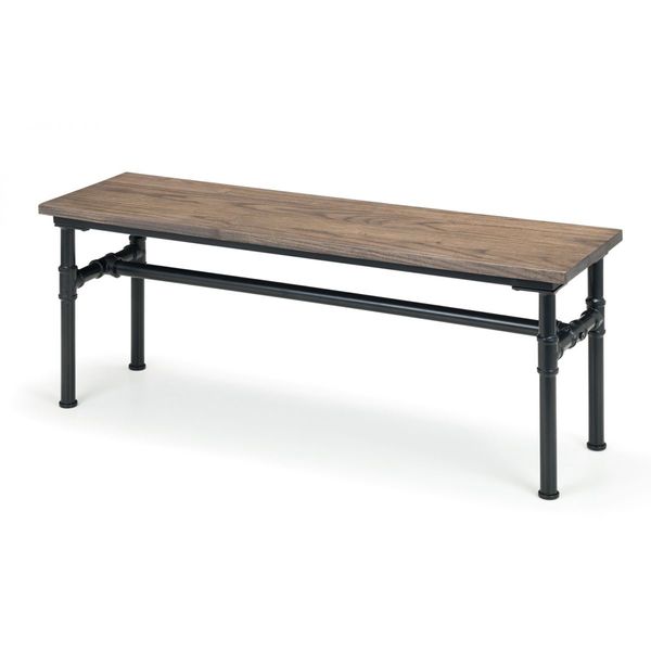 Julian Bowen, Carnegie Bench Seat Mocha Elm Seat with Black Pipe Legs