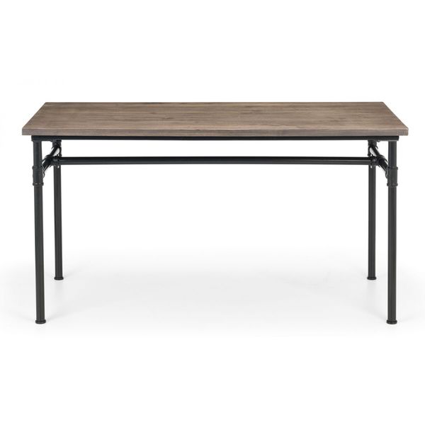 Julian Bowen, Carnegie Dining Table Mocha Elm Top with Black Pipe Legs