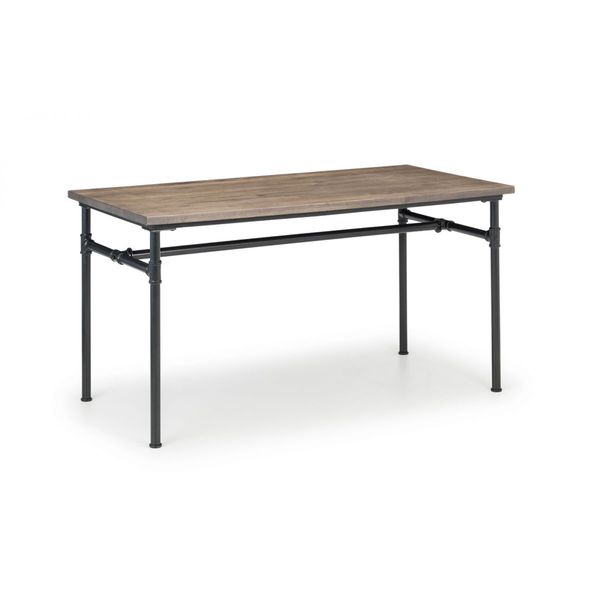 Julian Bowen, Carnegie Dining Table Mocha Elm Top with Black Pipe Legs