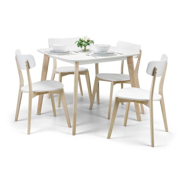 Julian Bowen, Casa Dining Chair 49.5cm x 49.5cm White / Limed Oak Finish