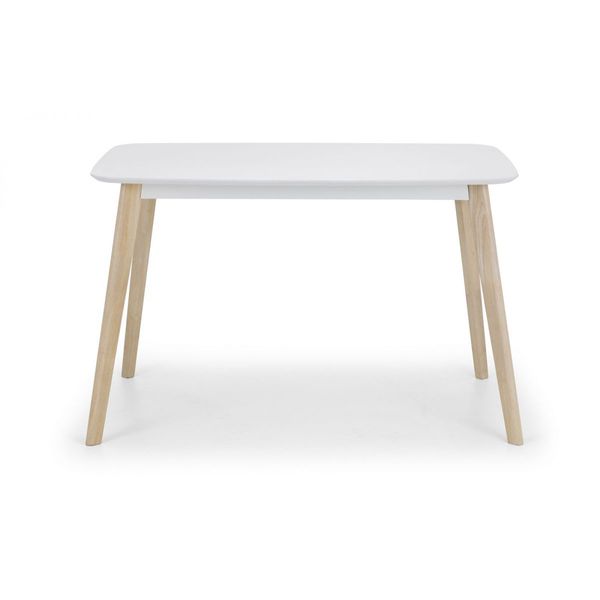 Julian Bowen, Casa Rectangular Dining Table Matt White Top & Limed Oak Legs