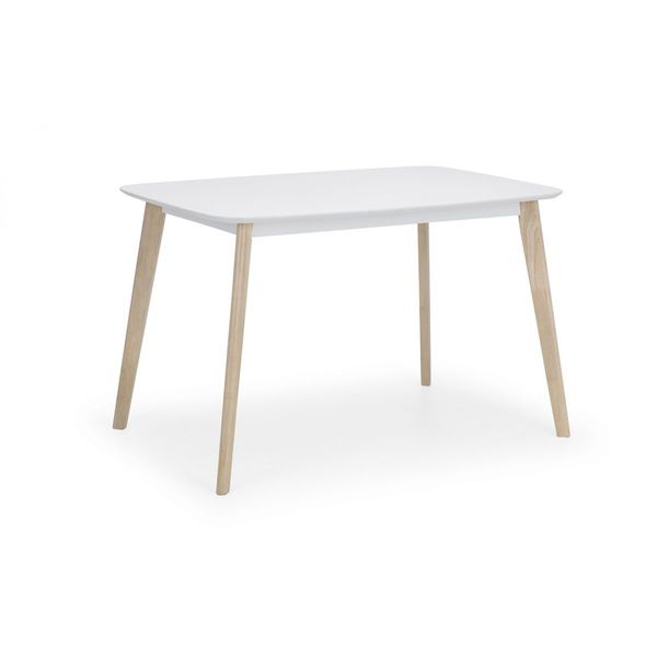 Julian Bowen, Casa Rectangular Dining Table Matt White Top & Limed Oak Legs