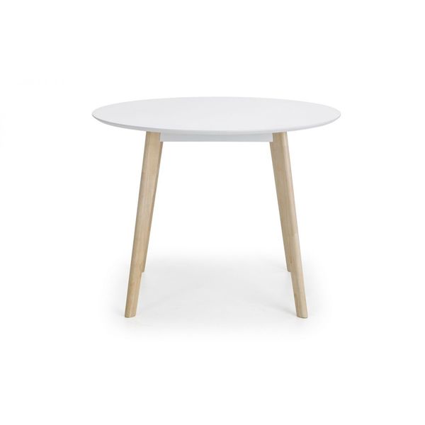 Julian Bowen, Casa Round Dining Table Matt White Top & Limed Oak Legs