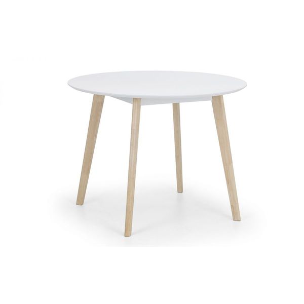 Julian Bowen, Casa Round Dining Table Matt White Top & Limed Oak Legs