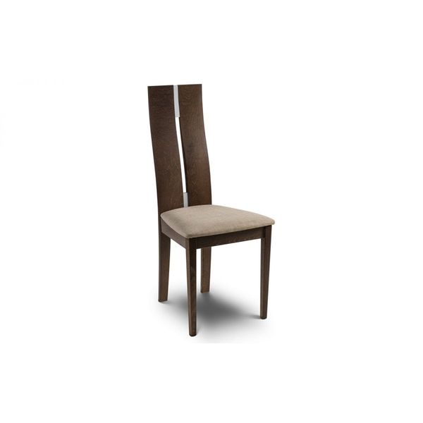 Julian Bowen, Cayman Dining Chair Biscuit Linen Seat Pad Walnut Stain Legs