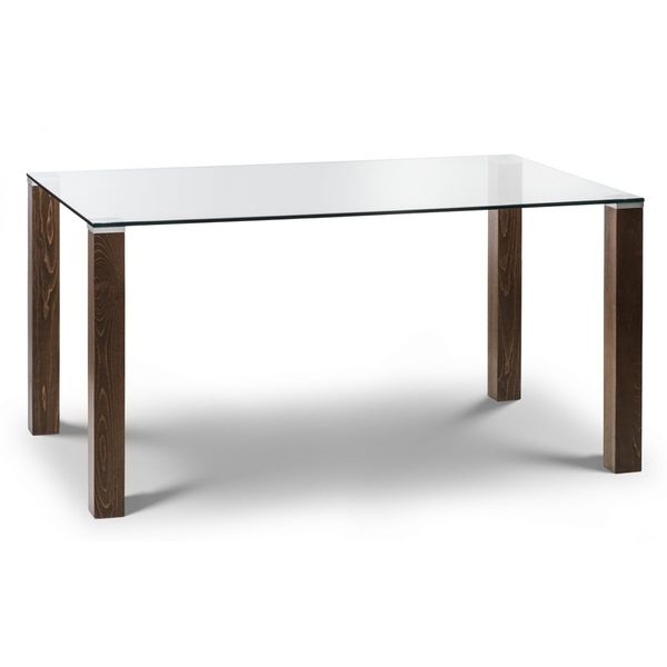 Julian Bowen, Cayman Dining Table Glass Top walnit Stained Beech Legs