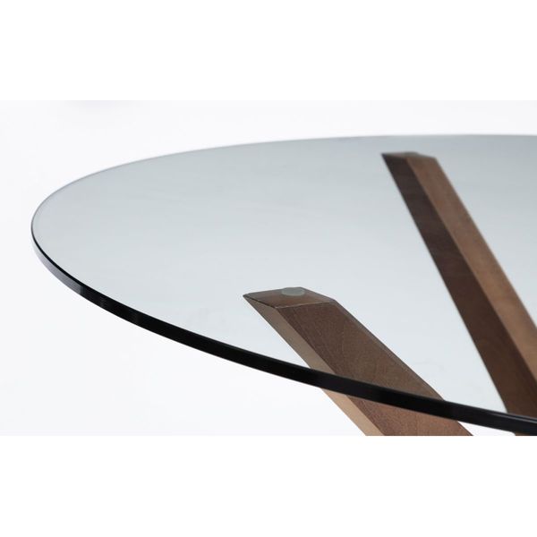 Julian Bowen, Chelsea Large Glass Top Dining Table 140cm Walnut Finish Legs