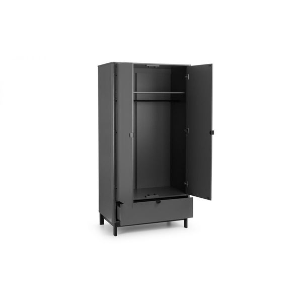 Julian Bowen, Chloe 2 Door 1 Drawer Wardrobe Grey & Black Legs