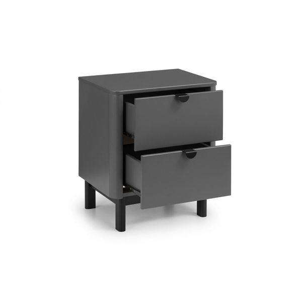 Julian Bowen, Chloe 2 Drawer Bedside Unit Storm Grey & Black Legs