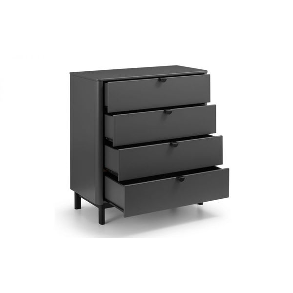 Julian Bowen, Chloe 4 Drawer Chest Unit Storm Grey & Black Legs