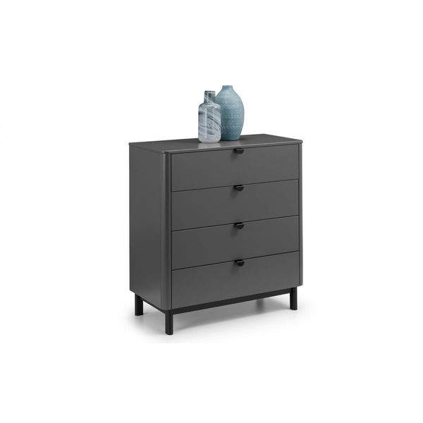 Julian Bowen, Chloe 4 Drawer Chest Unit Storm Grey & Black Legs