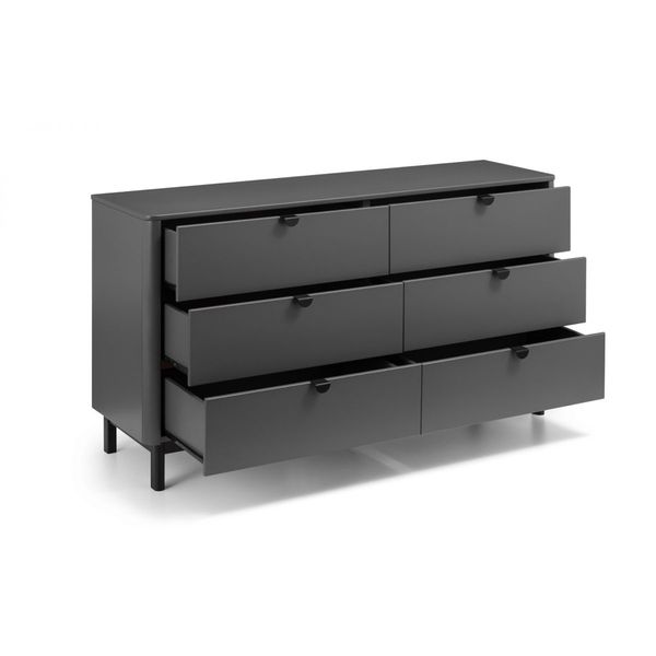 Julian Bowen, Chloe 6 Drawer Chest Unit Storm Grey & Black Legs