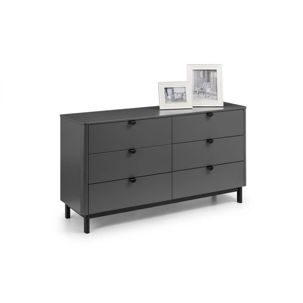 Julian Bowen, Chloe 6 Drawer Chest Unit Storm Grey & Black Legs