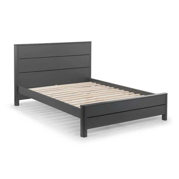 Julian Bowen, Chloe Bed 135cm Double Storm Grey Lacquer Finish