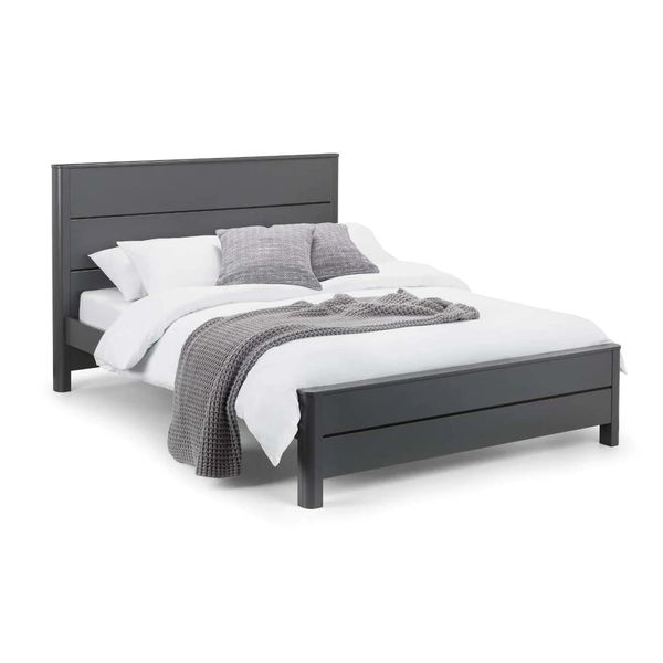 Julian Bowen, Chloe Bed 135cm Double Storm Grey Lacquer Finish