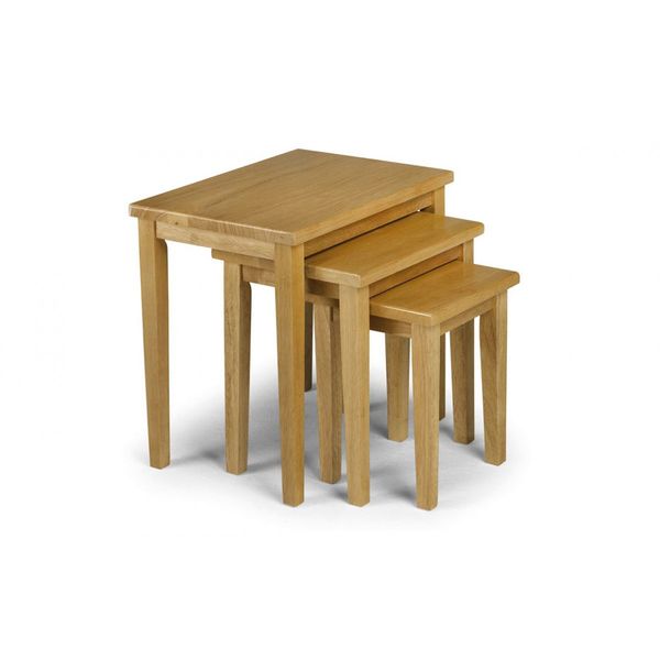 Julian Bowen, Cleo Nest of 3 Tables - Light Oak Finish