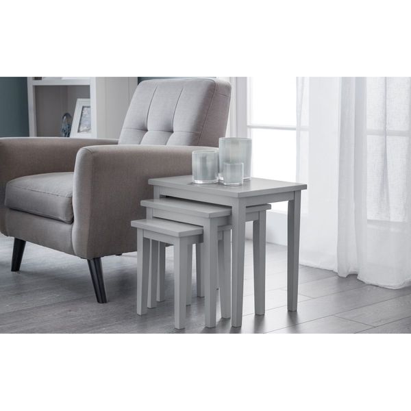 Julian Bowen, Cleo Nest of 3 Tables - Lunar Grey Finish