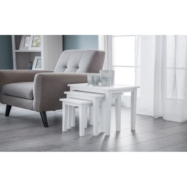 Julian Bowen, Cleo Nest of 3 Tables - Pure White Finish