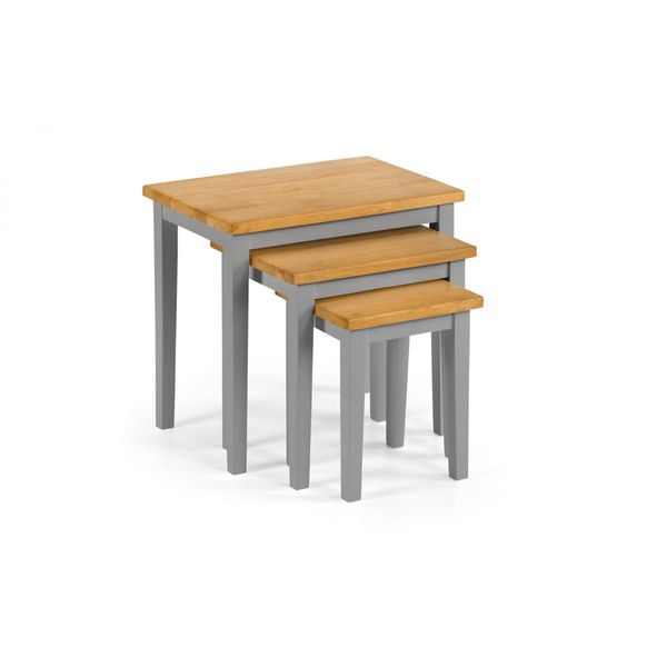 Julian Bowen, Cleo Nest of 3 Tables - Two Tone Grey & Light Oak Finish