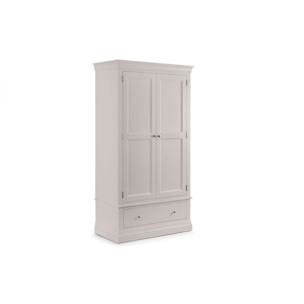 Julian Bowen, Clermont 2 Door 1 Drawer Wardrobe Light Grey Lacquer Finish