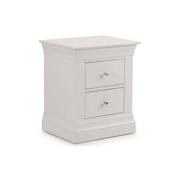 Julian Bowen, Clermont 2 Drawer Bedside Unit Light Grey Lacquer Finish