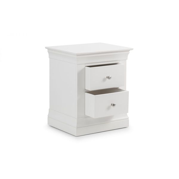 Julian Bowen, Clermont 2 Drawer Bedside Unit White Lacquer Finish