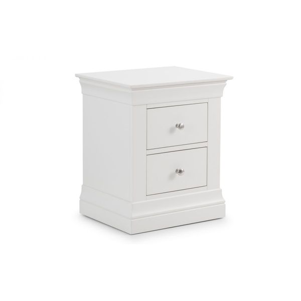 Julian Bowen, Clermont 2 Drawer Bedside Unit White Lacquer Finish