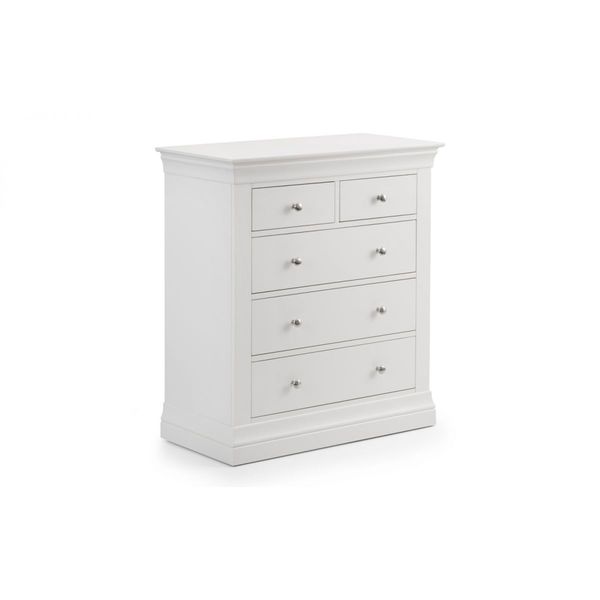 Julian Bowen, Clermont 3+2 Drawer Chest Unit White Lacquer Finish