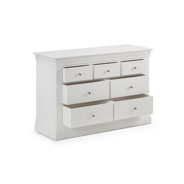 Julian Bowen, Clermont 4+3 Drawer Chest Unit White Lacquer Finish