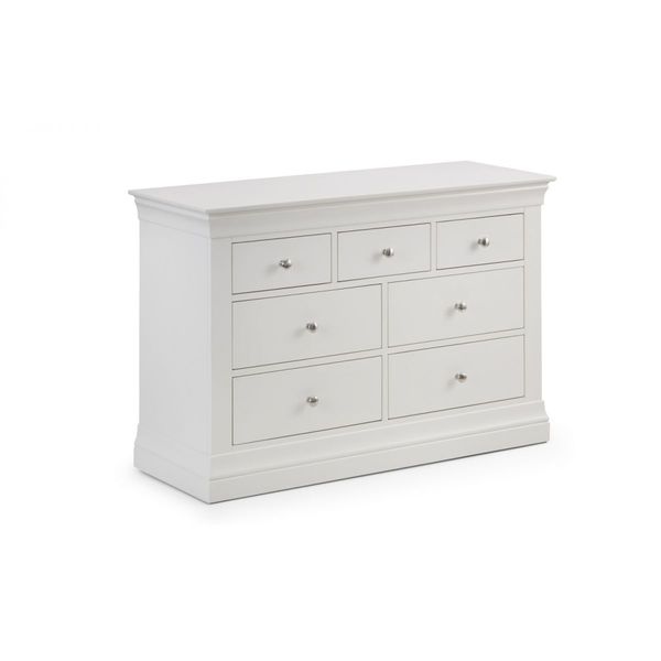 Julian Bowen, Clermont 4+3 Drawer Chest Unit White Lacquer Finish