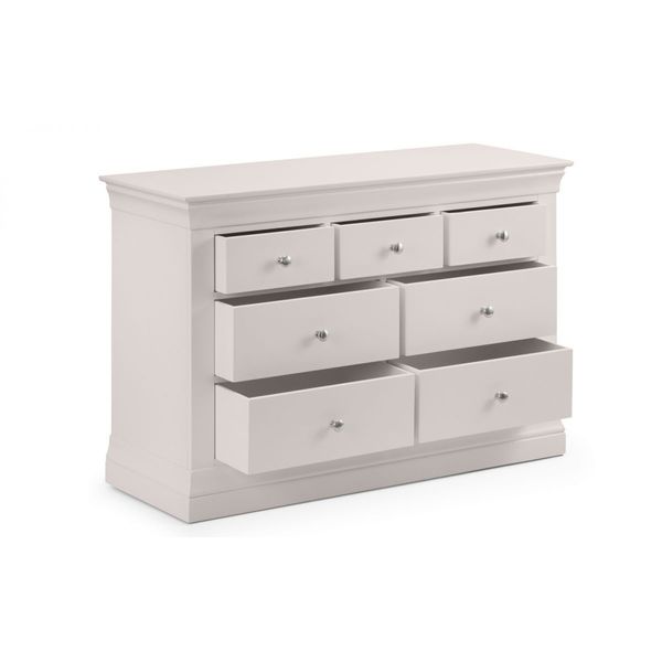 Julian Bowen, Clermont 4+3 Drawer Chest Unit light Grey Lacquer Finish