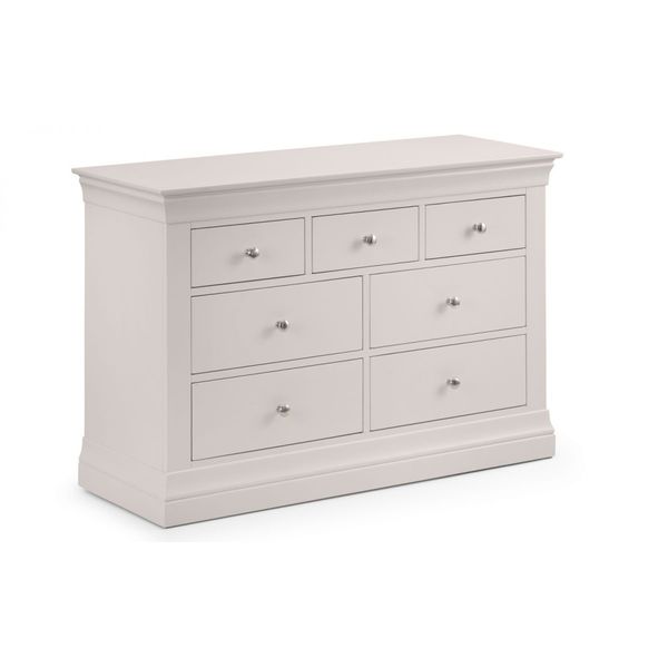 Julian Bowen, Clermont 4+3 Drawer Chest Unit light Grey Lacquer Finish