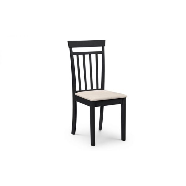 Julian Bowen, Coast Dining Chair Black with Ivory Faux Suede Padded Seat