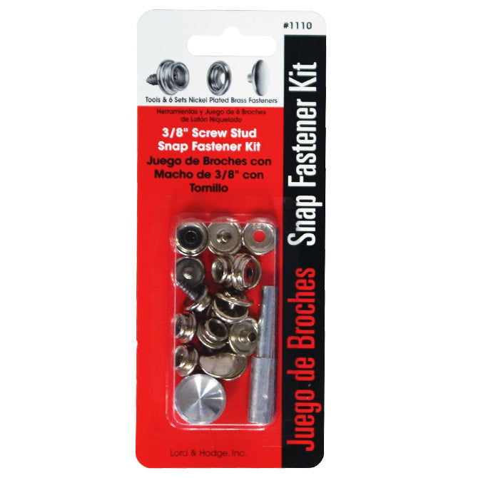 LORD & HODGES, INC., Lord & Hodge Canvas to Canvas Nickel-Plated Snap Fastener Kit -  6 Sets