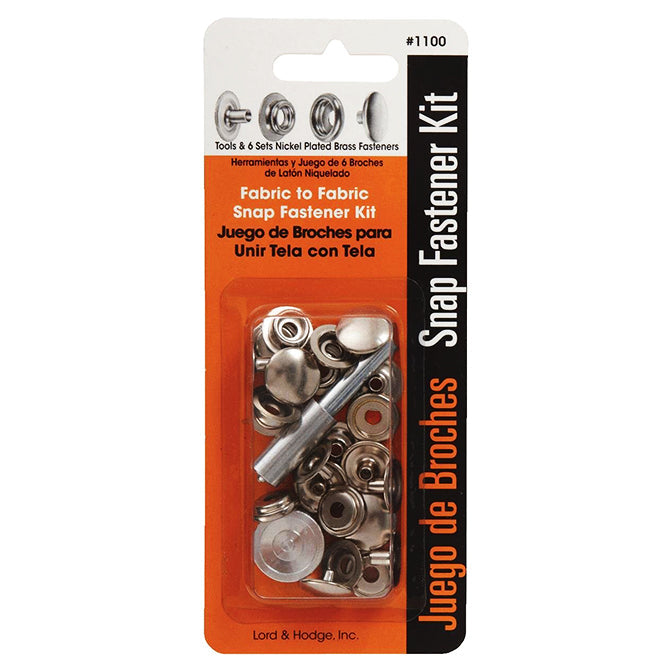 LORD & HODGES, INC., Lord & Hodge Canvas to Hard Surface Nickel-Plated Snap Fastener Kit -  6 Sets