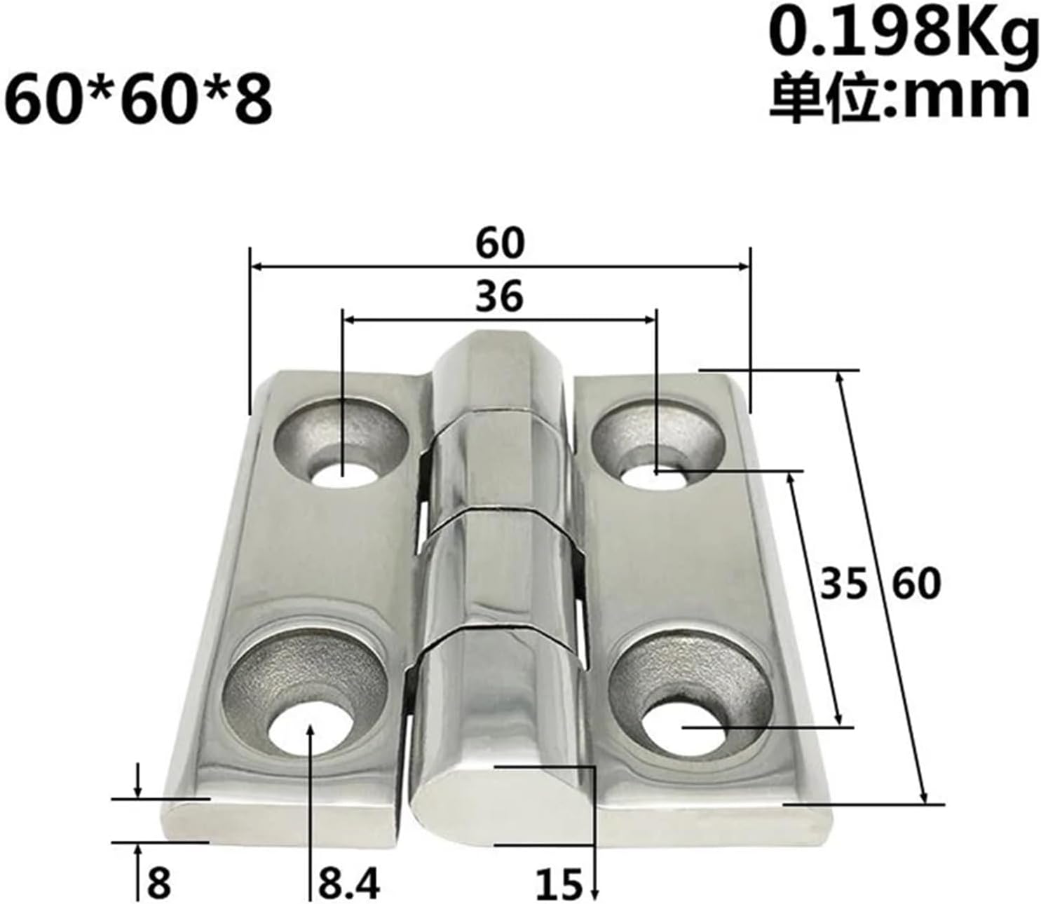 BRAND, CATEGORY, HINGES, ROREAJVH, 2 Pcs Marine Cast Door Butt Hinge Four Section Stainless Steel Precision Cast Hinge Suitable for Yacht Marine Accessories Marine 1.6/2/2.4 Inch(50 6)