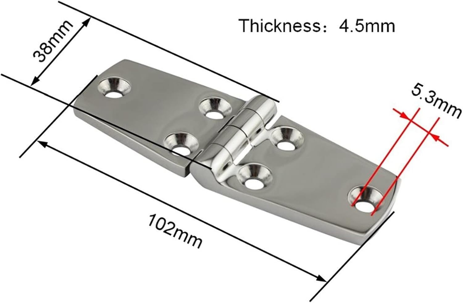 BRAND, CATEGORY, FUDGIO, HINGES, 2PCS Stainless Steel Casting Door with Hinges with 6 Holes 76mm102mm Mirror Polished Marine Hardware Marine Hinges Cerniera (Color : A, Size : 38X102MM)