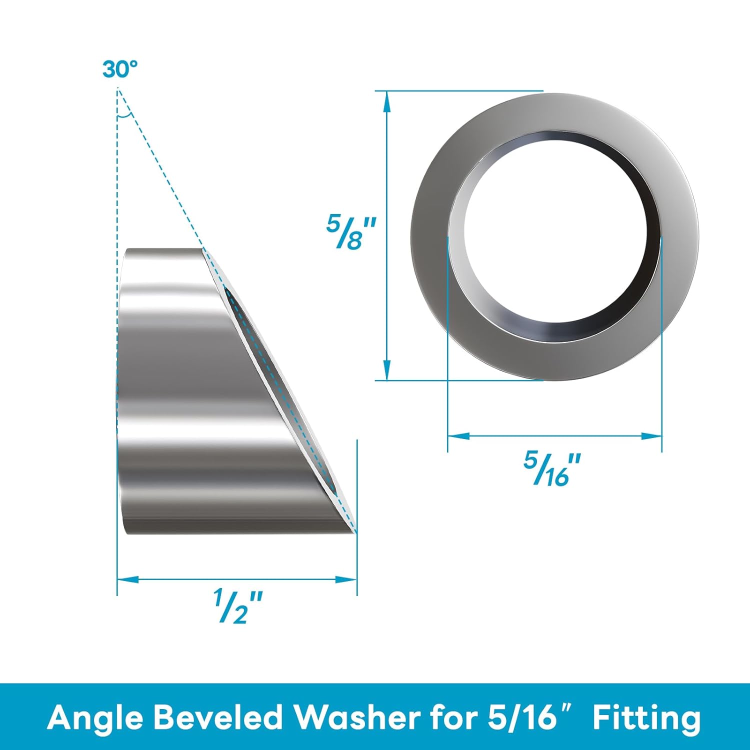 BRAND, CATEGORY, OTHER, TSMST, 5/16" ID Angle Washers for Cable Railing Posts, Stainless Steel 30 Degree Angle Beveled Washer for 1/8", nvisible Cable Railing Hardware, T316 Marine Grade, 20 Pack Cable Railing Angled Washer