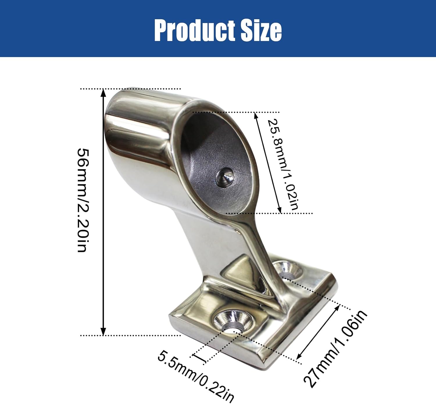 BRAND, CATEGORY, DECK HARDWARE, SWTHM, 6pcs Boat Hand Rail Bracket, 316 Stainless Steel Boat Hand Rail Fitting, End-Right/Center/Front-Lift Bracket Stanchion for 1 inch Tube ID, Marine 60° Heavy Duty Boat Yacht Stanchion Fitting