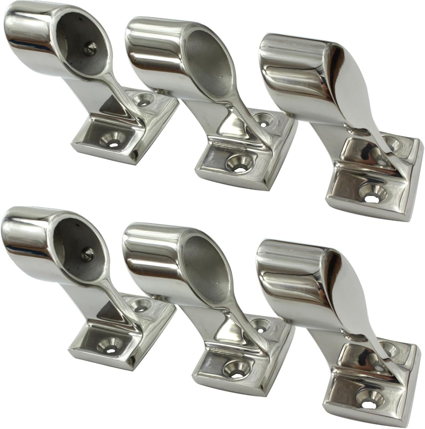 BRAND, CATEGORY, DECK HARDWARE, SWTHM, 6pcs Boat Hand Rail Bracket, 316 Stainless Steel Boat Hand Rail Fitting, End-Right/Center/Front-Lift Bracket Stanchion for 1 inch Tube ID, Marine 60° Heavy Duty Boat Yacht Stanchion Fitting