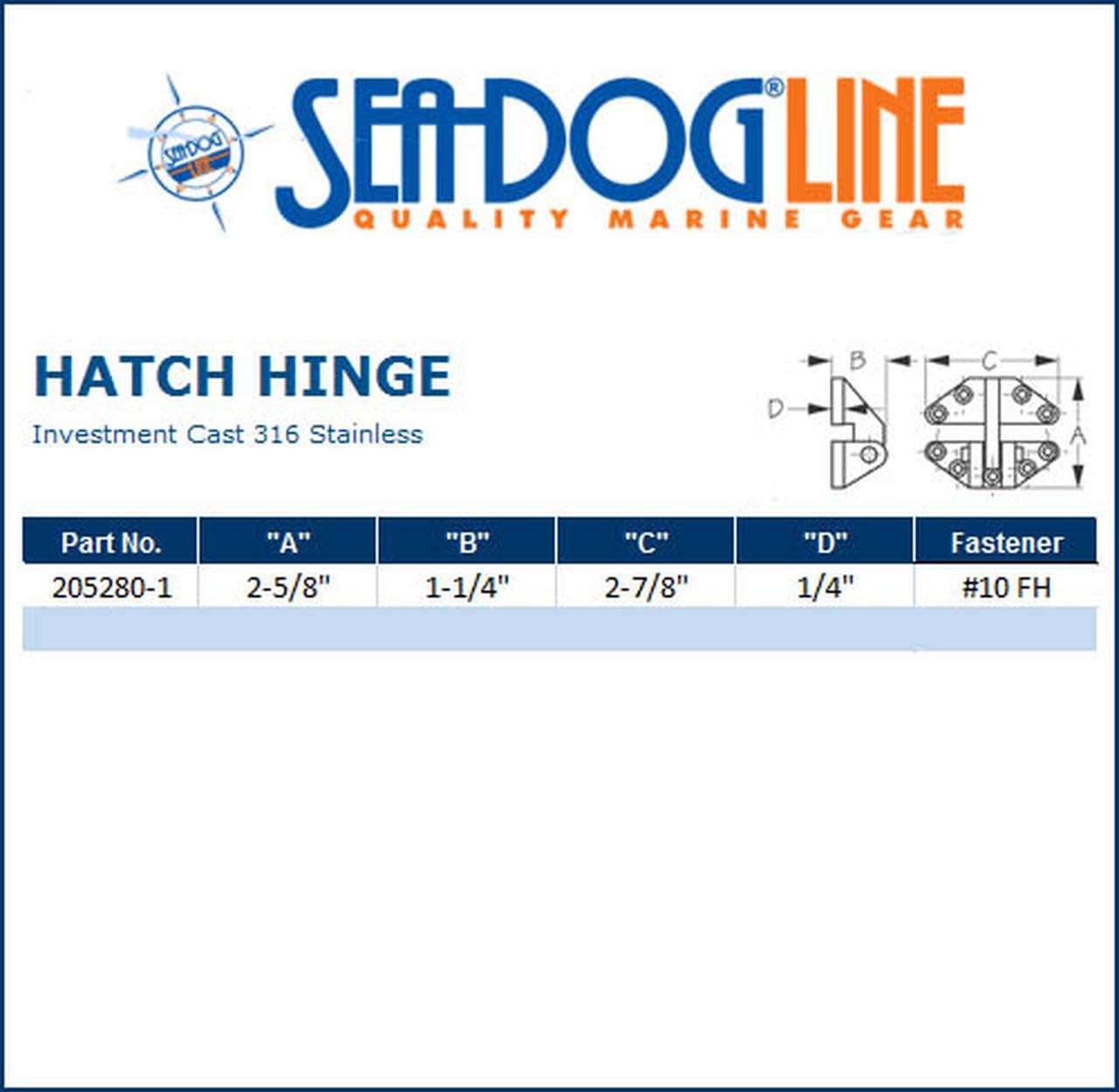 BRAND, CATEGORY, DECK HARDWARE, SEADOG, AMRS-205280-1 * Sea-Dog Stainless Steel Hatch Hinge