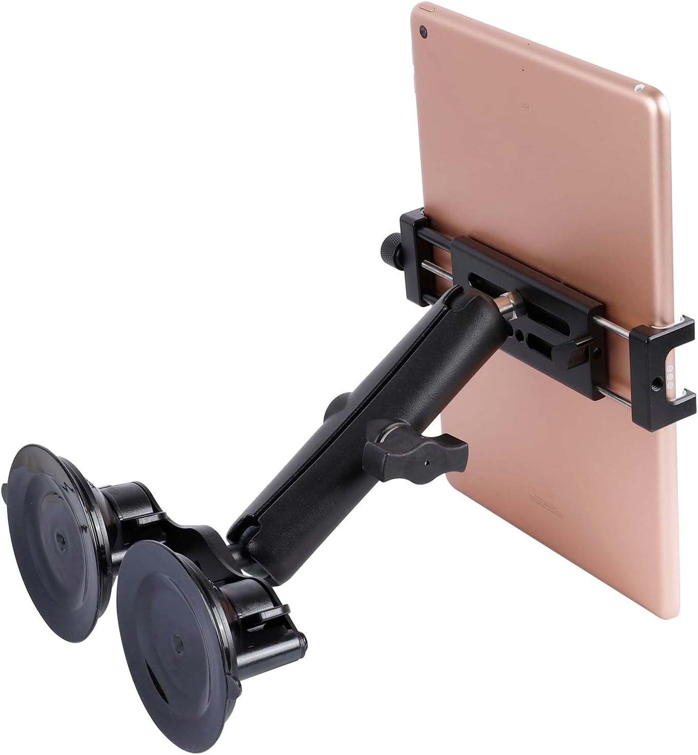 BRAND, CATEGORY, LEENCONGHUI, STANDS, Aluminum Tablet Holder with Dual Suction Cup Base for Car/Boat Windshield, Tablet Stand Fits iPad Air 13" M2 (2024), iPad Pro 12.9" and other 4.7-15" Tablets, Mount on Window Bathroom Mirror