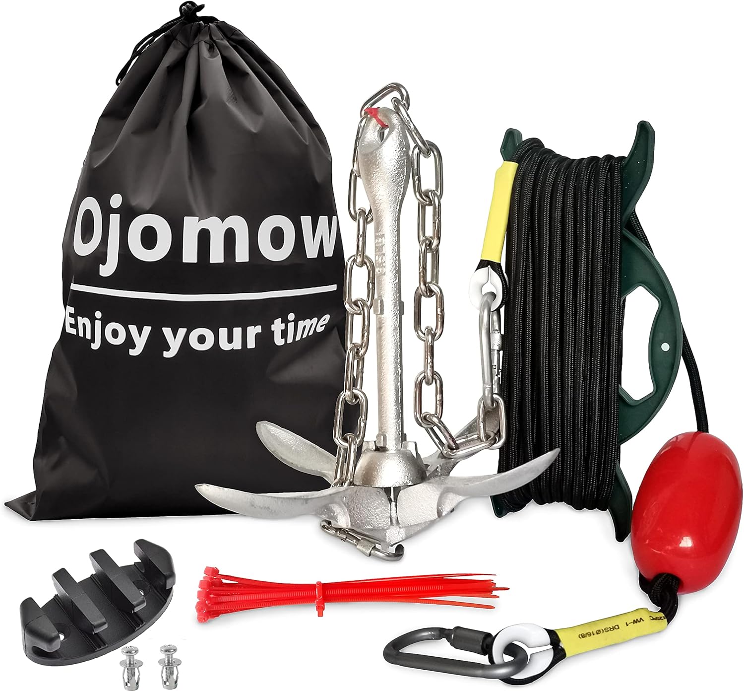 ANCHORS, BRAND, CATEGORY, OJOMOW, Anchor Kit for Kayak and Jet Ski, 3.5lb Boat Anchor with 50FT Rope and Stainless Steel Chain for Kayak, Canoe, Fishing, Paddle Board, PWC, and SUP Accessories