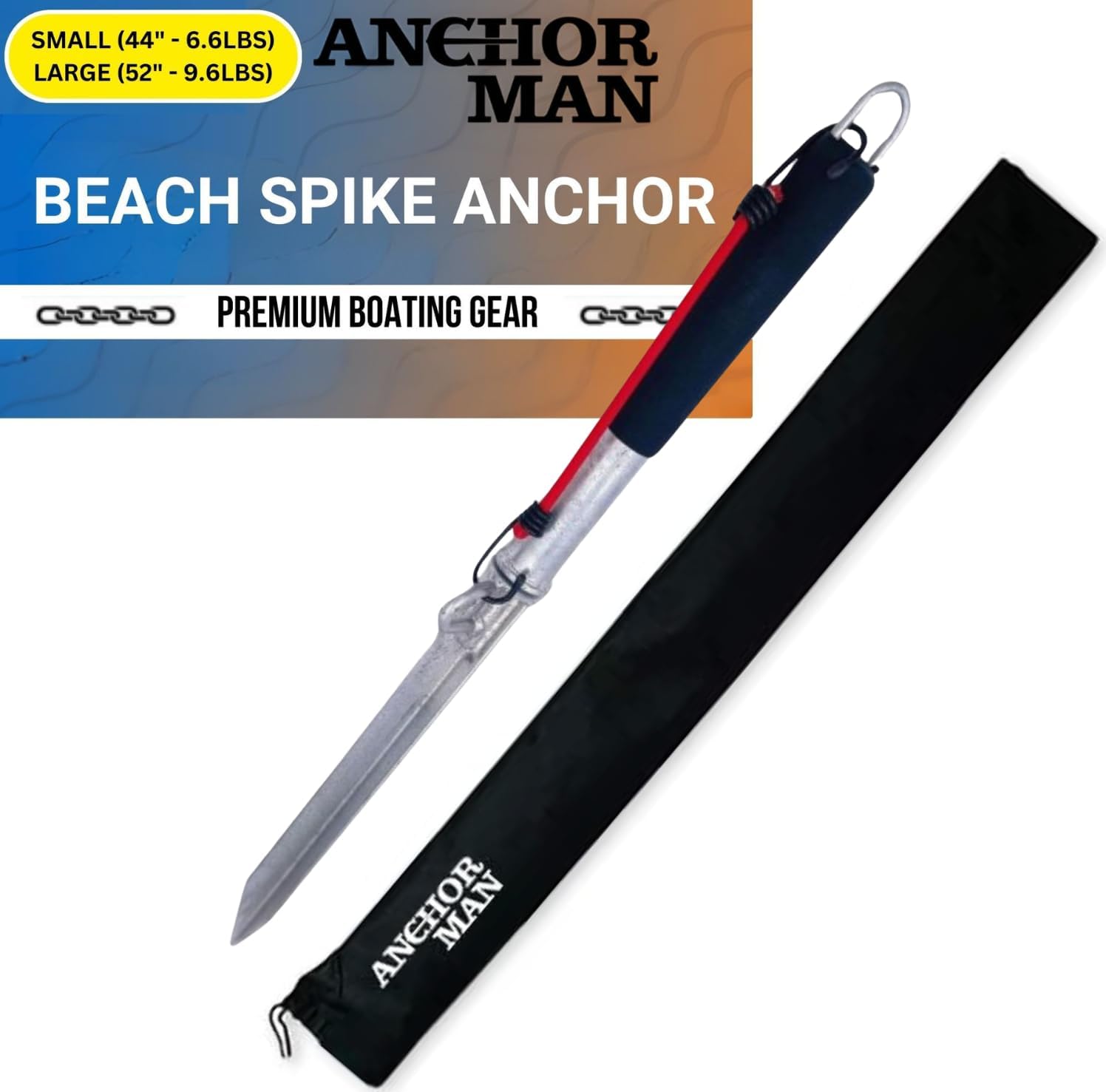 ANCHOR-MAN, ANCHORS, BRAND, CATEGORY, Anchor-Man Beach Spike Anchor for PWCs, Small to Medium Boats, Kayaks, Canoes, Jet Skis and Multipurpose | Pure Carbon Steel and is 100% Hot Dipped Galvanized