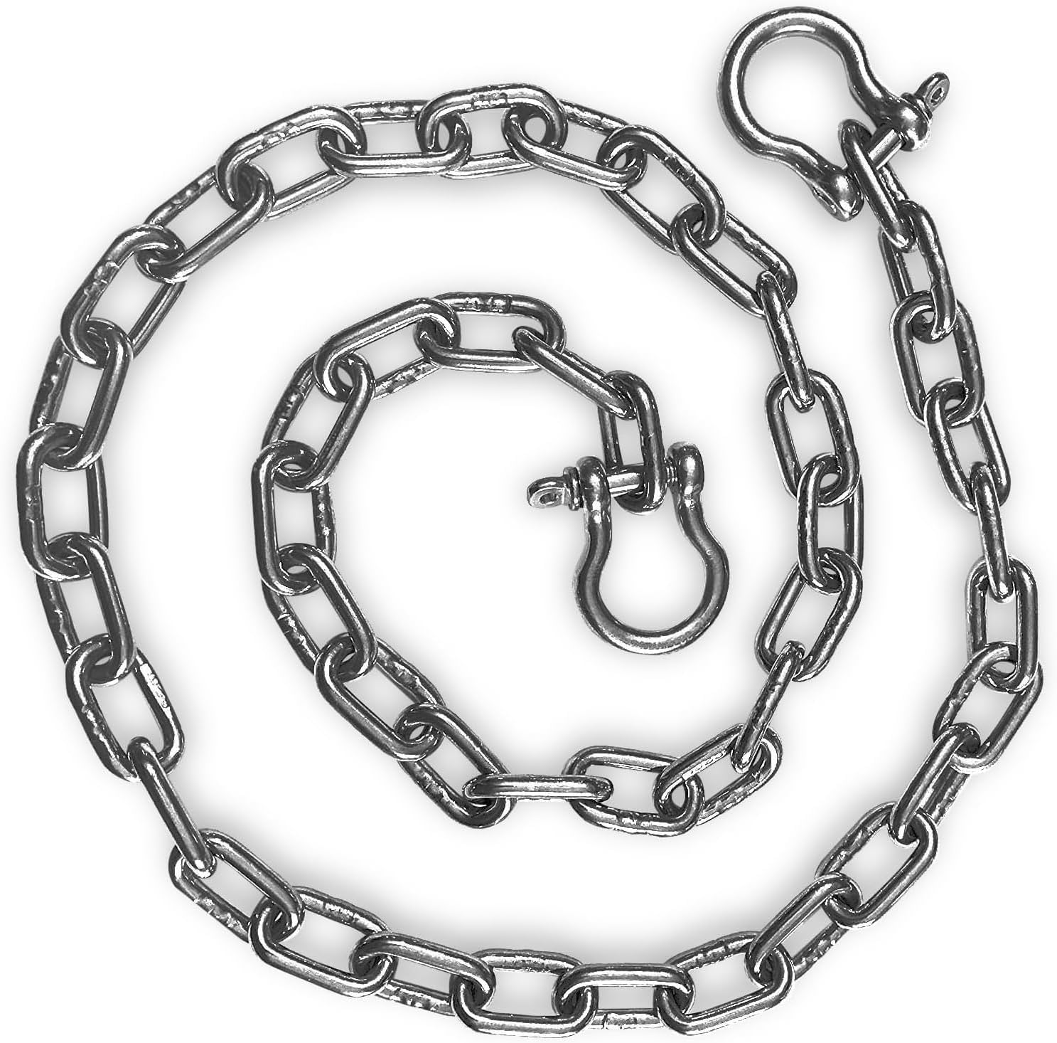 ANCHOR-MAN, ANCHORS, BRAND, CATEGORY, Anchor-Man Stainless Steel Boat Anchor Chain, Marine Grade, High Break Load with 2 Advanced Stainless Steel Shackles Boat Chains, 2 Sizes (L-7ft x D-5/16 || (L-5ft x D-1/4)